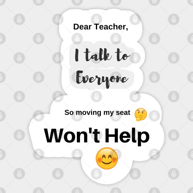 Funny T-shirt, Dear Teacher T-shirt, Funny teacher gift, Back to School Sticker by TulipDesigns